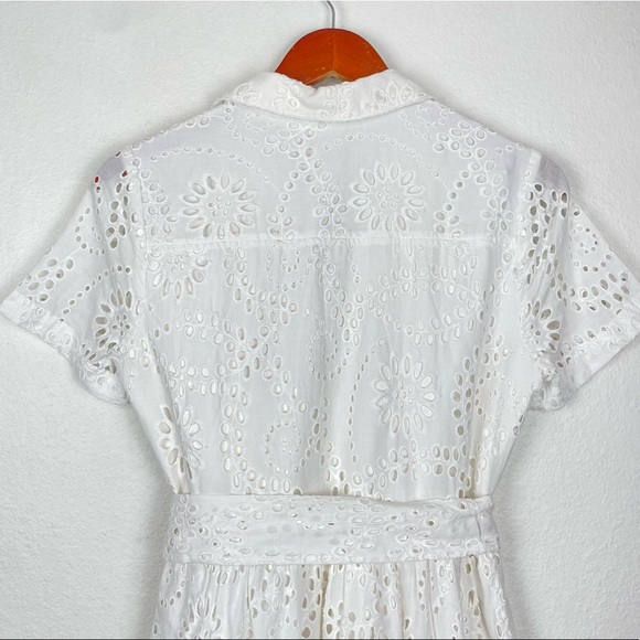 RACHEL PARCELL White Tiered Eyelet Button Up Dress Size Small - Picture 9 of 15